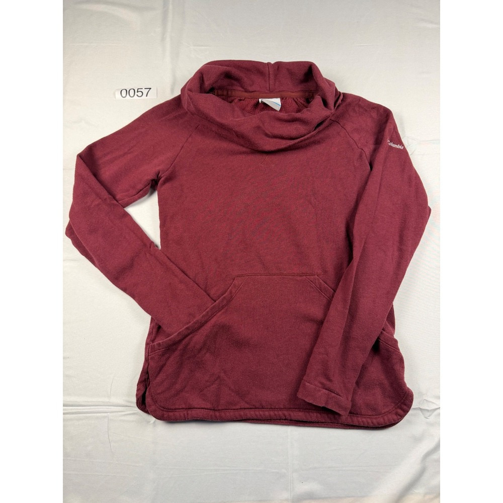 Columbia Womens Cowl Neck Pullover Sweatshirt Burgundy Maroon Fleece Small